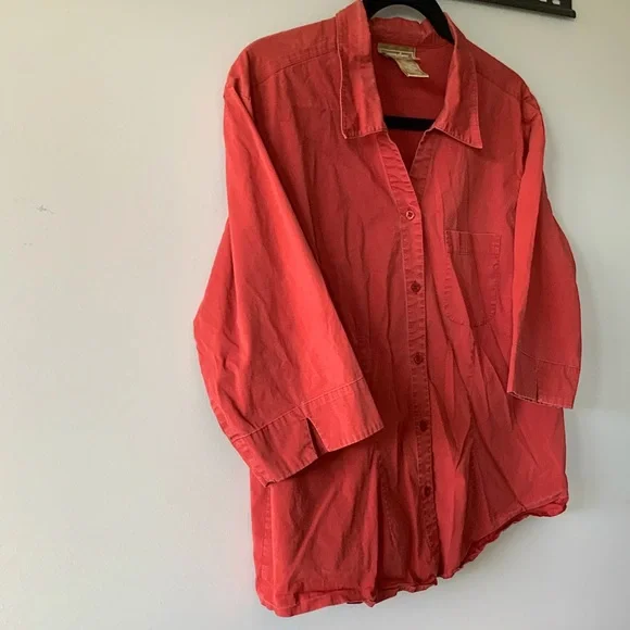 Red Button Up Top - Picture 2 of 11